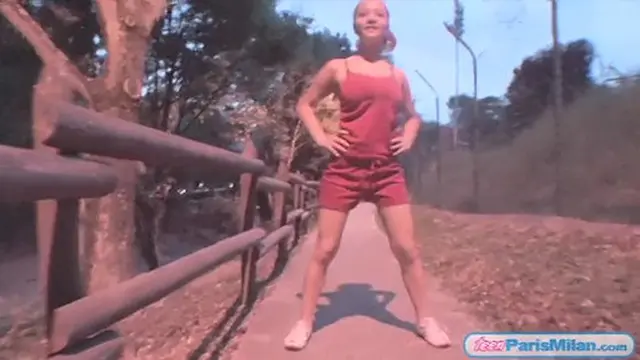  Busty teen shakes her large breasts publicly