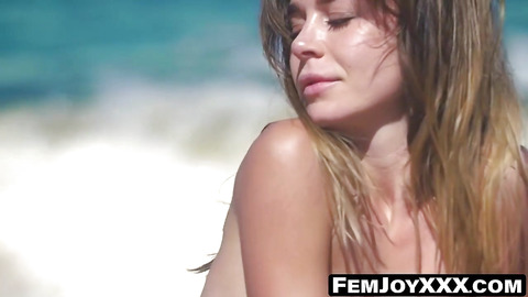 Natalie E's beach boob bounce and ass display