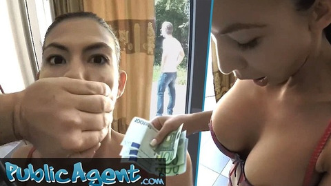 Public Agent - Asian student gets fucked as boyfriend watches