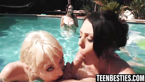 Poolside fun becomes a wild cock🍆 swapping event
