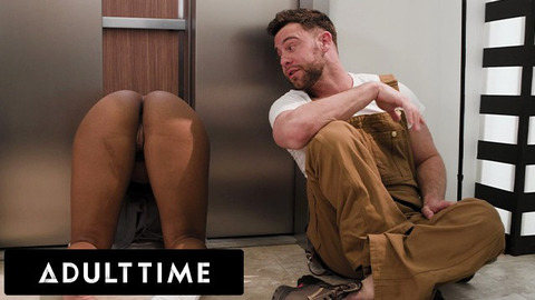 ADULT TIME - Creepy Elevator Tech Sluts August Skye While She's Trapped Inside!