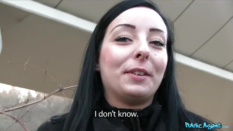 Public Agent Raven Haired ROCK Fan Fucks my ROCK Hard Cock Outside