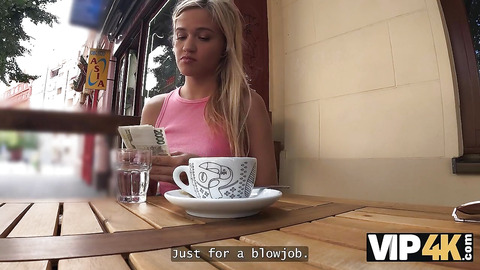 VIP4K. Blondie had fun in a public toilet