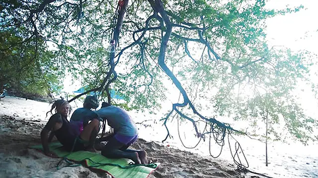 Three Tattooed Teens Tied in a Rope Fantasy