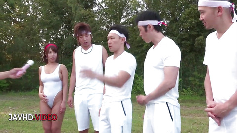 Japanese Kinky Outdoor Group Sex with Stunning Sara Saijo