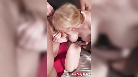 Horny babe emmastyle gets gangbanged in the porn cinema - MyDirtyHobby German amateurs