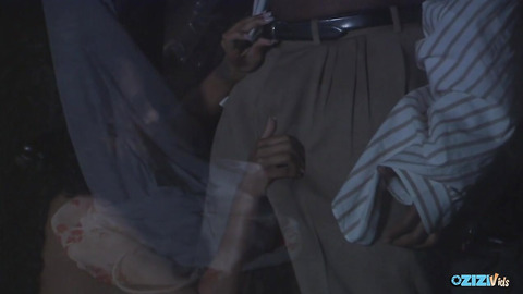 This curly Latina is truly outstanding as she fucks a big dicked black guy Outdoor